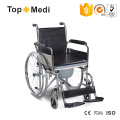 Topmedi Stahl-Toilettenrollstuhl mit Kunststoffsitz für Behinderte